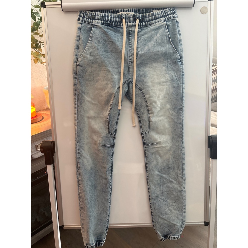 PacSun Denim Joggers Light Acid‎ Wash Elastic Waist Drawstring Pants Small